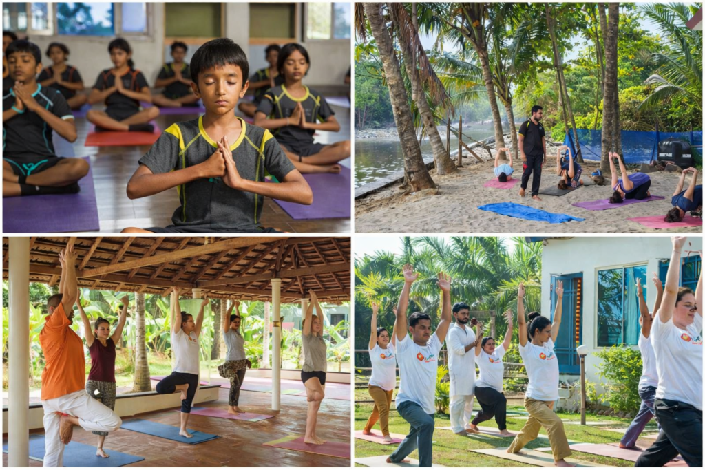 diverse yoga practices in serene settings